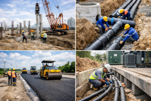 Thi công hạ tầng viễn thông - Giao thông nội bộ