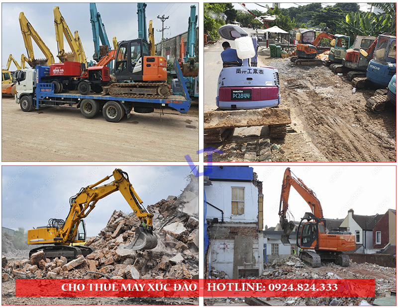 Cho thuê máy xúc đào với đa dạng các dòng xe đời cao